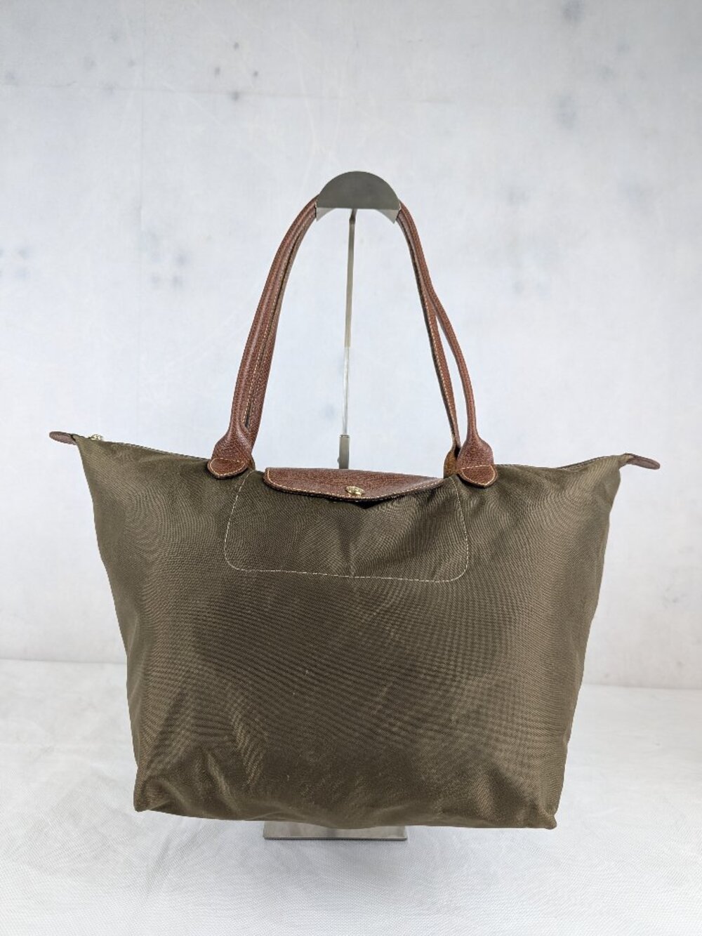 Longchamp Le Pliage Green Nylon Tote Bag  Pre Owned Classic Foldable